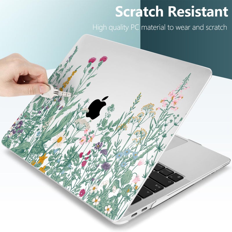TWOLSKOO Botanical Illustration Engraving Style Hrad Shell Case Cover and Keyboard Skin Screen Protector for MacBook Air 13 inch 2018-2021 Model A2337 M1 A2179 A1932 with Retina Display - Image 3